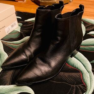 Marc Fisher Yale Black Leather Ankle Boots